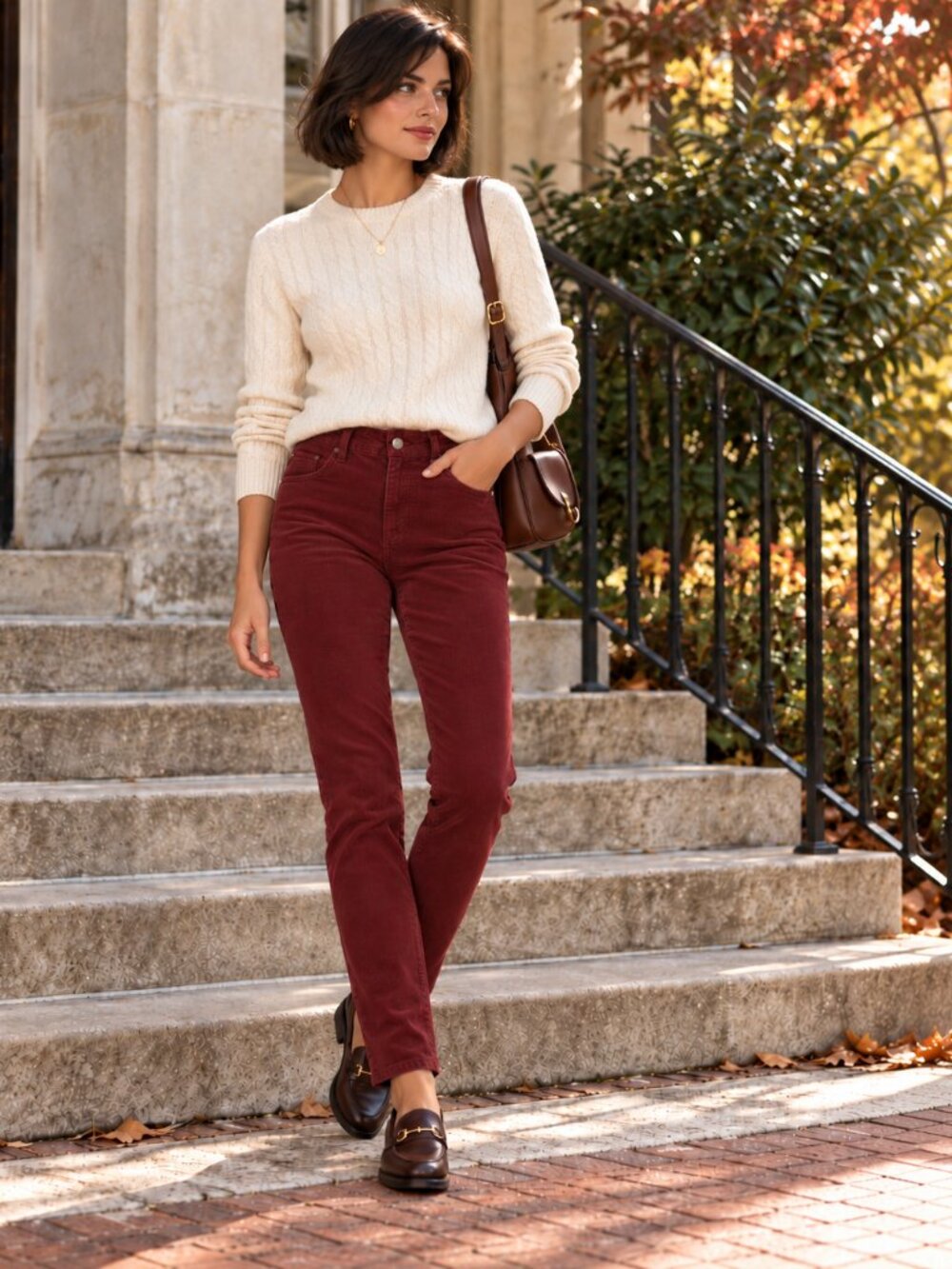CAbi Ruby Corduroy Skinny Jeans Rust Burgundy Stretch Cotton Women's 8 Style 200